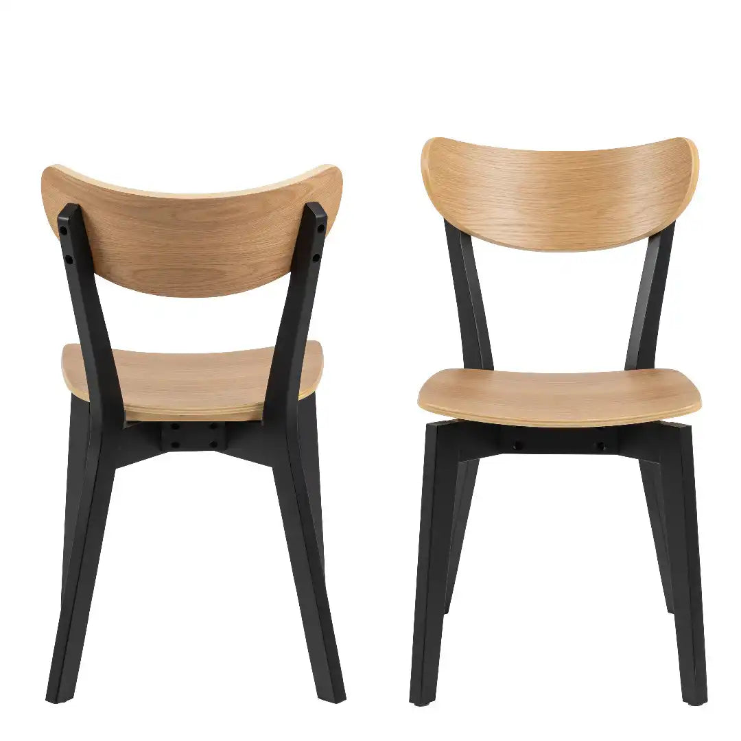 Roxby Dining Chairs in Black and Oak Set of 2 - Price Crash Furniture
