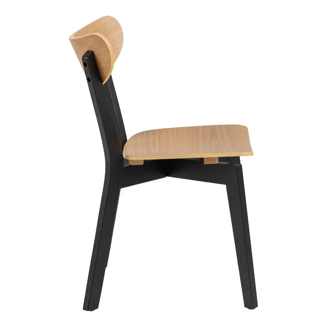 Roxby Dining Chairs in Black and Oak Set of 2 - Price Crash Furniture