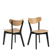 Roxby Dining Chairs in Black and Oak Set of 2 - Price Crash Furniture