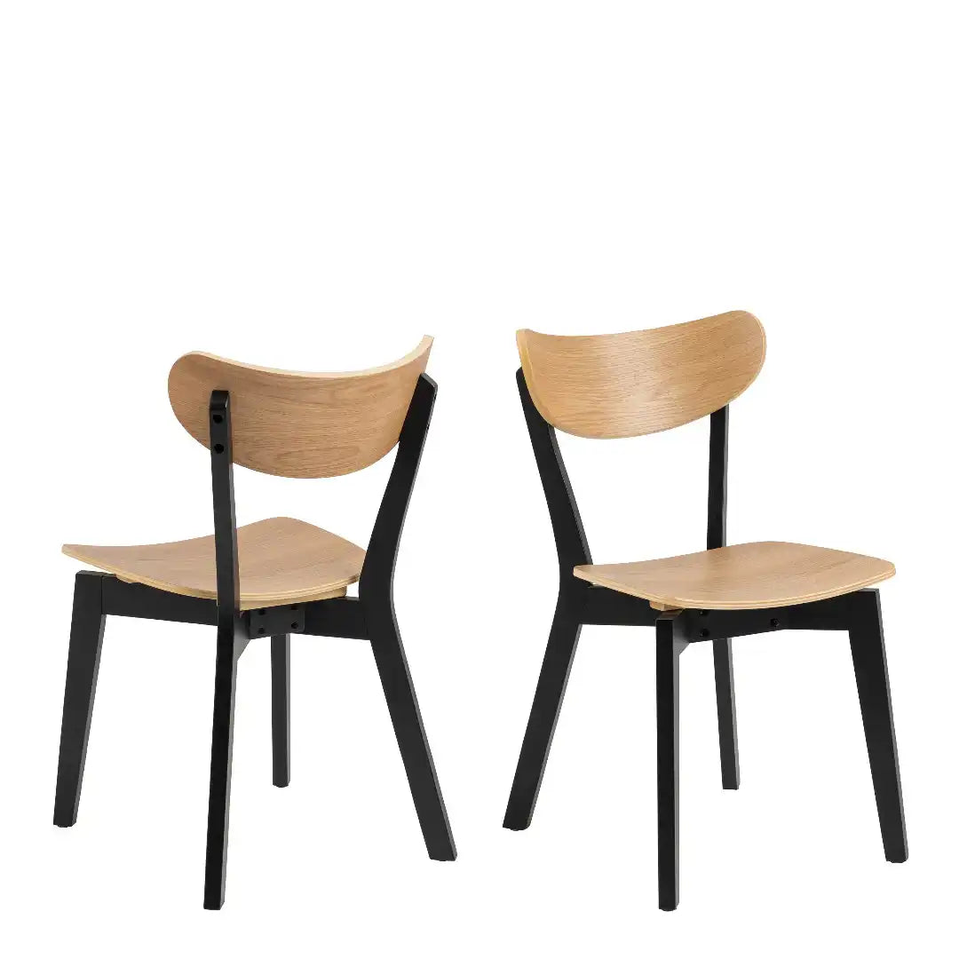 Roxby Dining Chairs in Black and Oak Set of 2 - Price Crash Furniture
