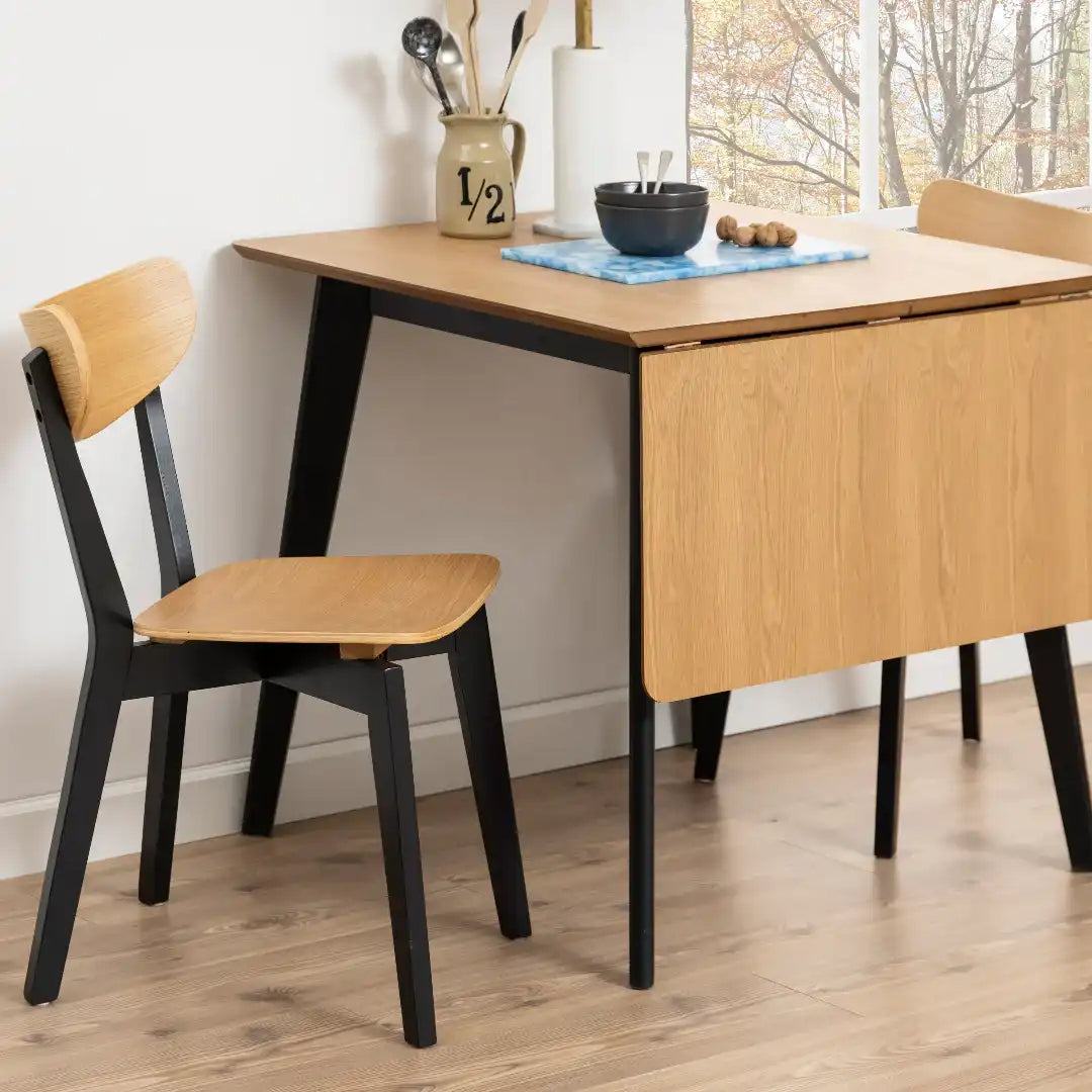 Roxby Dining Chairs in Black and Oak Set of 2 - Price Crash Furniture