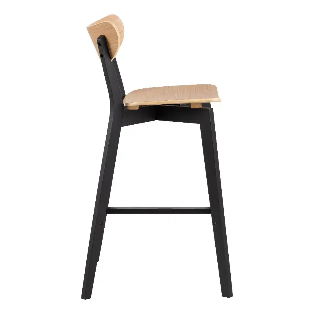 Roxby Bar Stool, Black and Oak Set of 2 - Price Crash Furniture