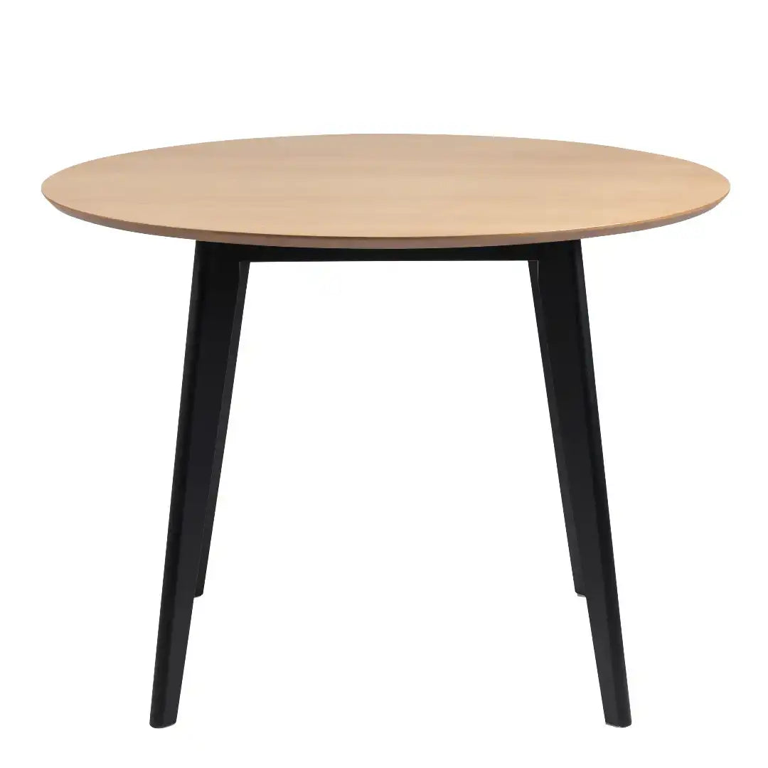 Roxby Round Dining Table in Oak & Black - Price Crash Furniture