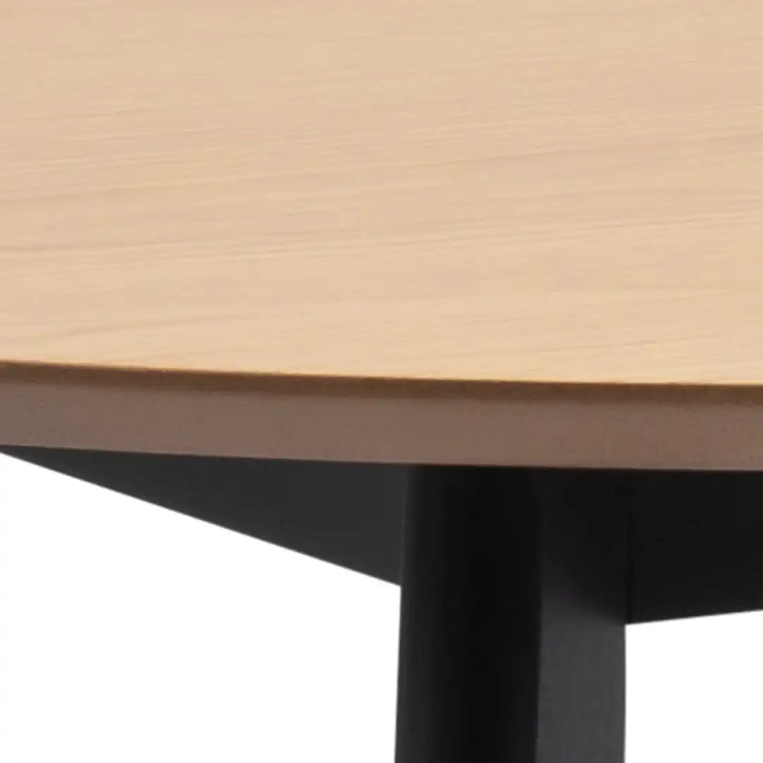 Roxby Round Dining Table in Oak & Black - Price Crash Furniture