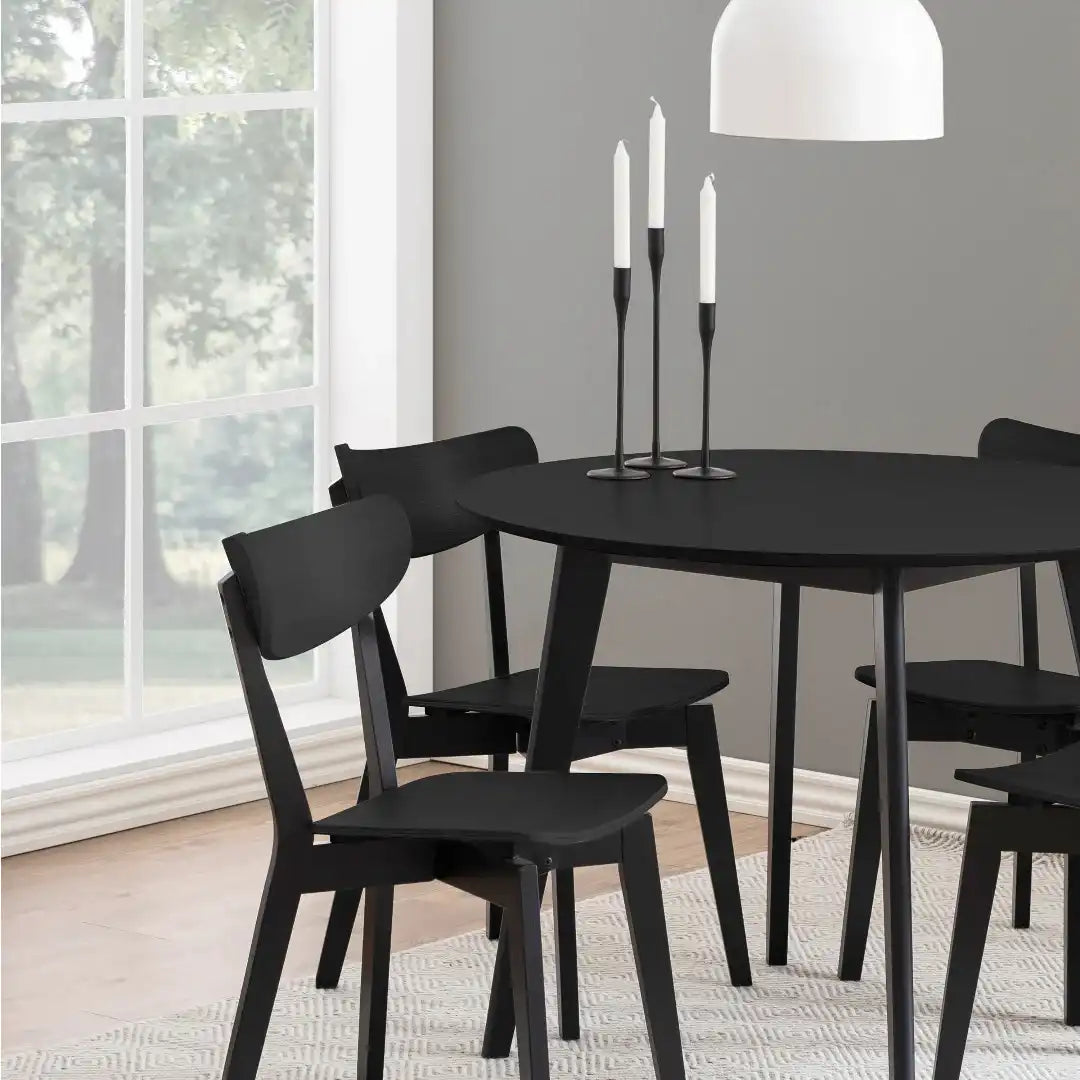 Roxby Round Dining Table in Black 105x76cm - Price Crash Furniture
