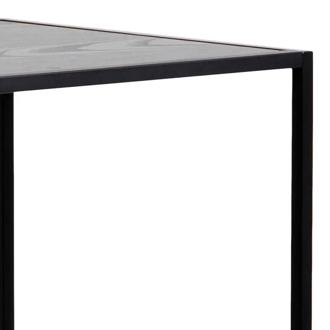 Seaford Black Metal Bar Table with Black Ash Top - Price Crash Furniture
