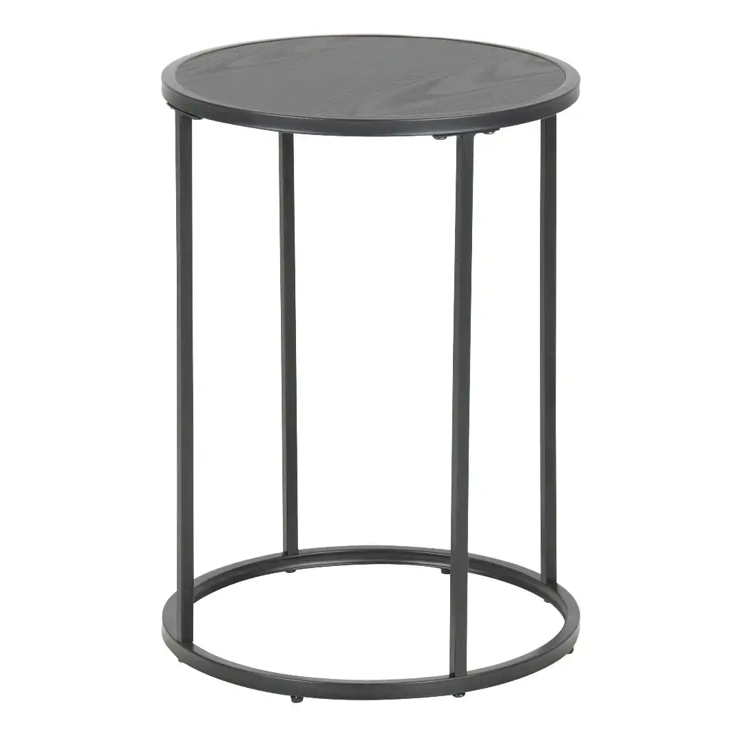 Seaford Black Metal Small Round Side Table with Black Top - Price Crash Furniture