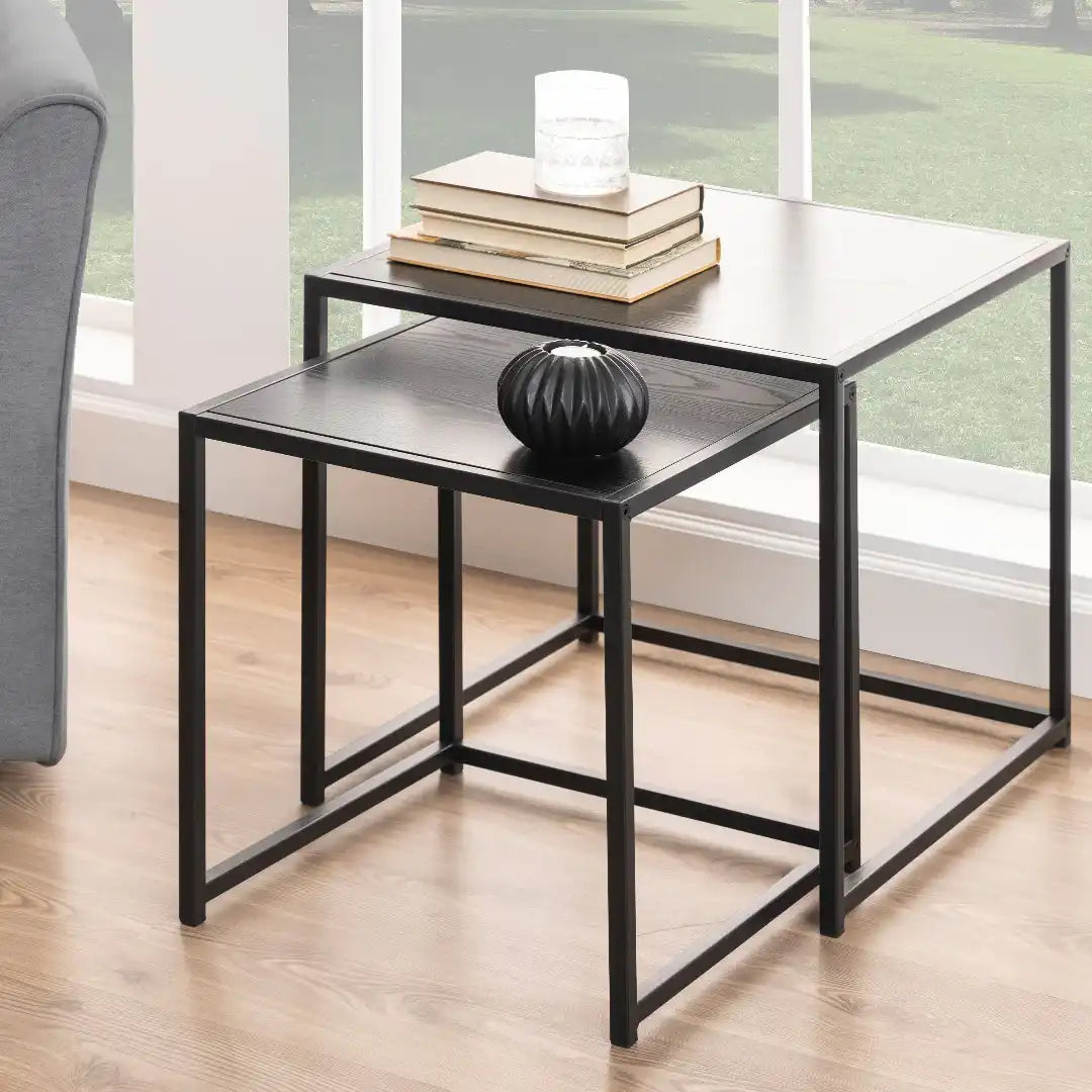 Seaford Nest of Tables in Ash Black - Price Crash Furniture
