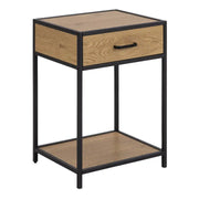 Seaford Bedside Table with 1 Drawer in Black & Oak - Price Crash Furniture