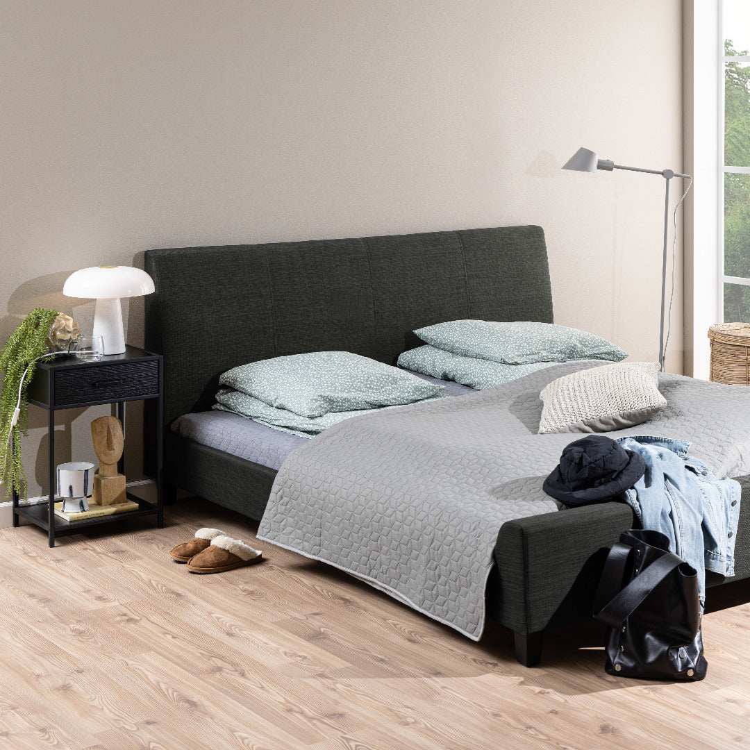 Seaford Bedside Table with 1 Drawer in Black - Price Crash Furniture