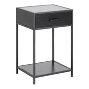 Seaford Bedside Table with 1 Drawer in Black - Price Crash Furniture