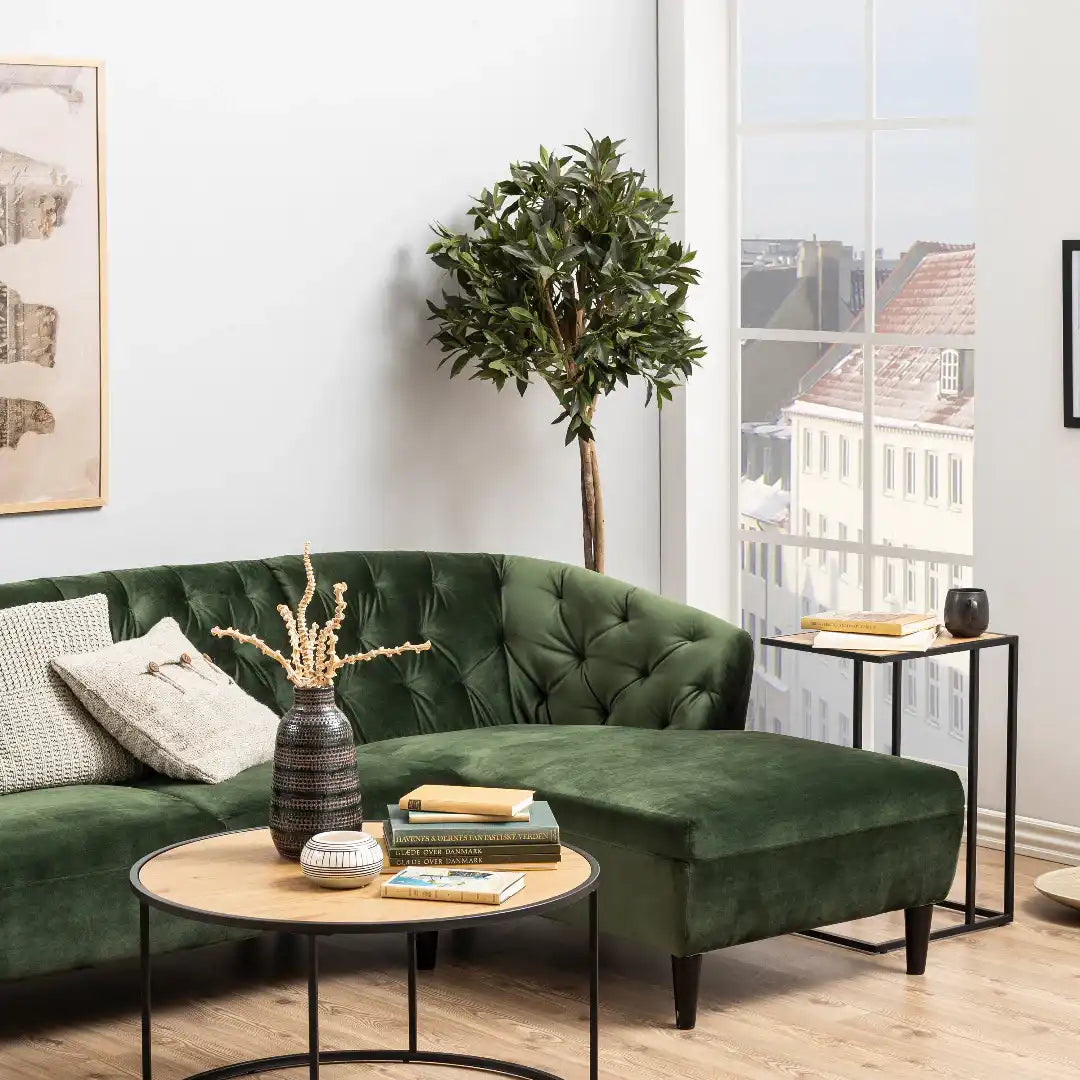 Seaford Black Metal Side Table with Oak Top - Price Crash Furniture