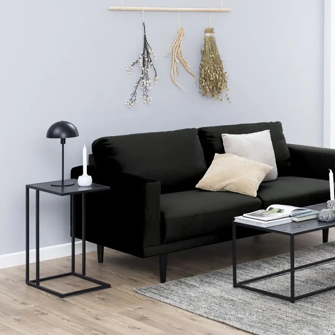 Seaford Black Metal Side Table with Black Top - Price Crash Furniture