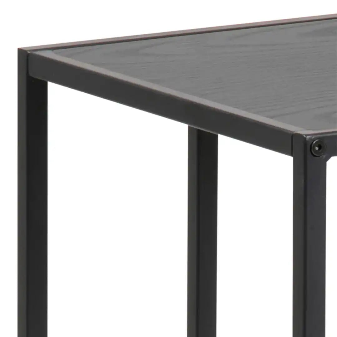 Seaford Black Metal Side Table with Black Top - Price Crash Furniture
