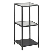 Seaford Narrow Black Metal Bookcase with 2 Glass Shelves - Price Crash Furniture