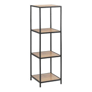 Seaford Narrow Black Metal Bookcase with 3 Oak Shelves - Price Crash Furniture