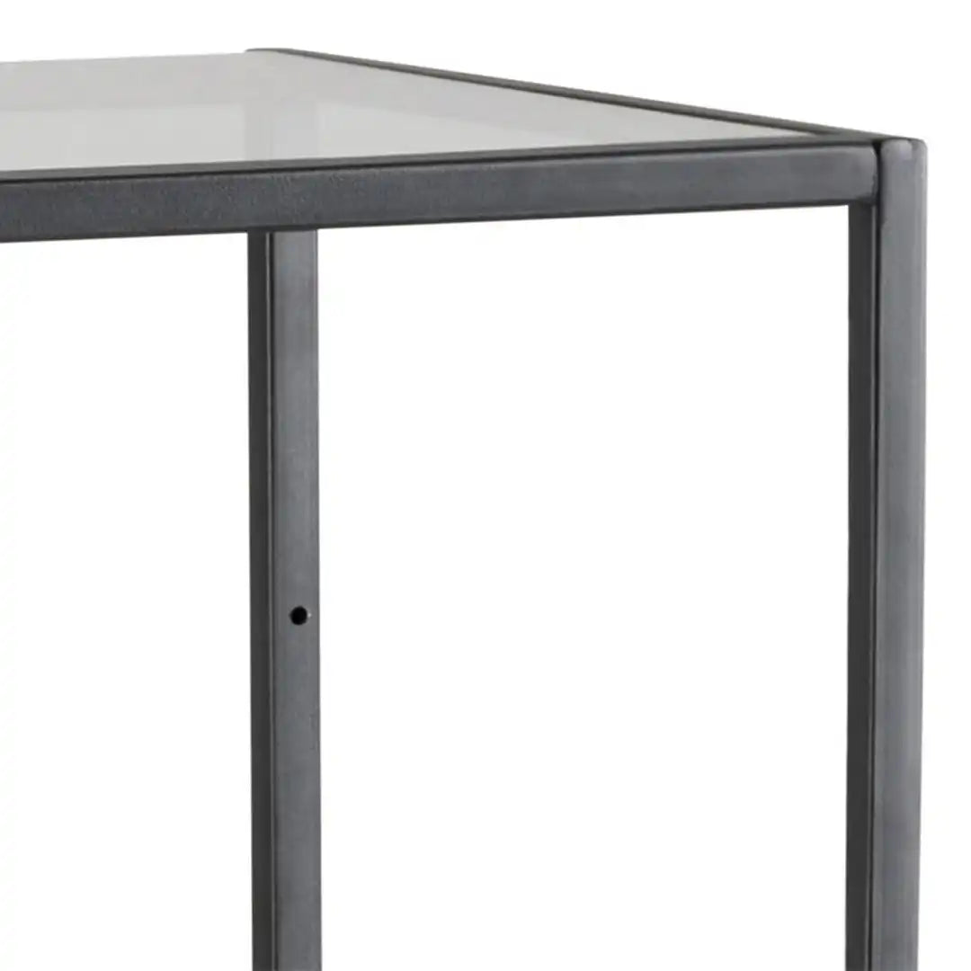 Seaford Narrow Black Metal Bookcase with 3 Glass Shelves - Price Crash Furniture