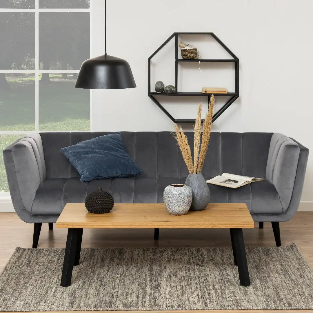 Seaford Octagonal Metal Wall Shelf in Black - Price Crash Furniture