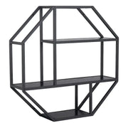 Seaford Octagonal Metal Wall Shelf in Black - Price Crash Furniture