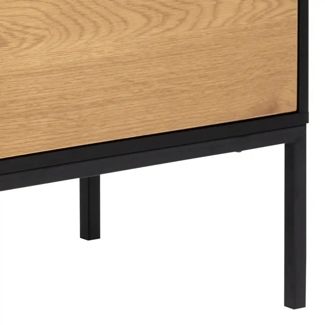 Seaford 1 Door 3 Drawer Small Sideboard in Black & Oak - Price Crash Furniture
