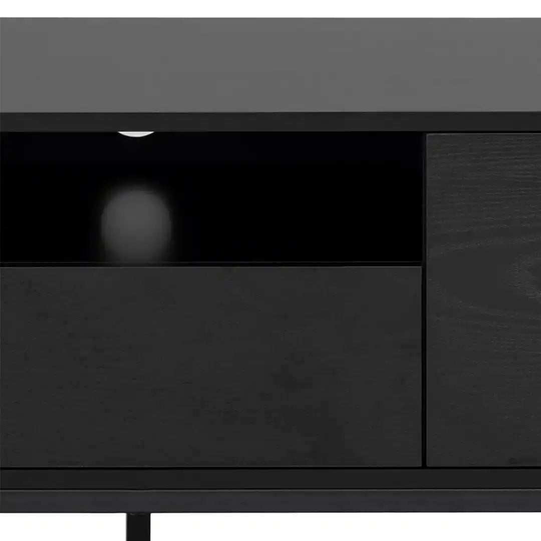 Seaford 2 Door 1 Drawer TV Unit in Ash Black - Price Crash Furniture