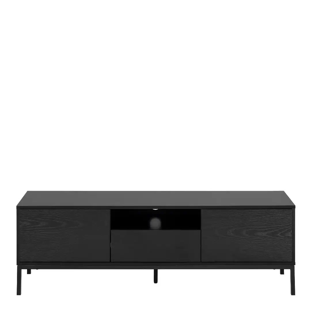 Seaford 2 Door 1 Drawer TV Unit in Ash Black - Price Crash Furniture