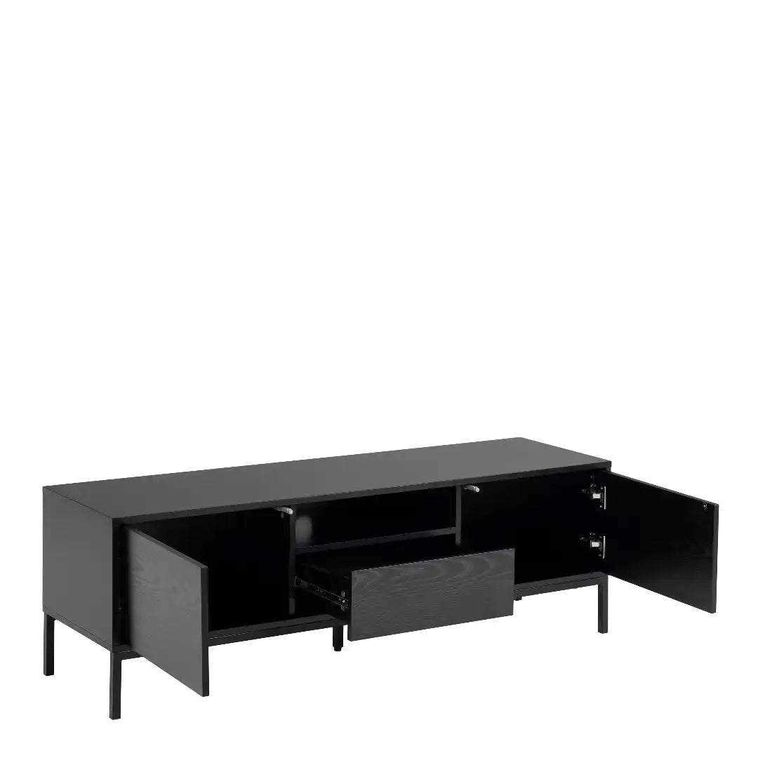Seaford 2 Door 1 Drawer TV Unit in Ash Black - Price Crash Furniture
