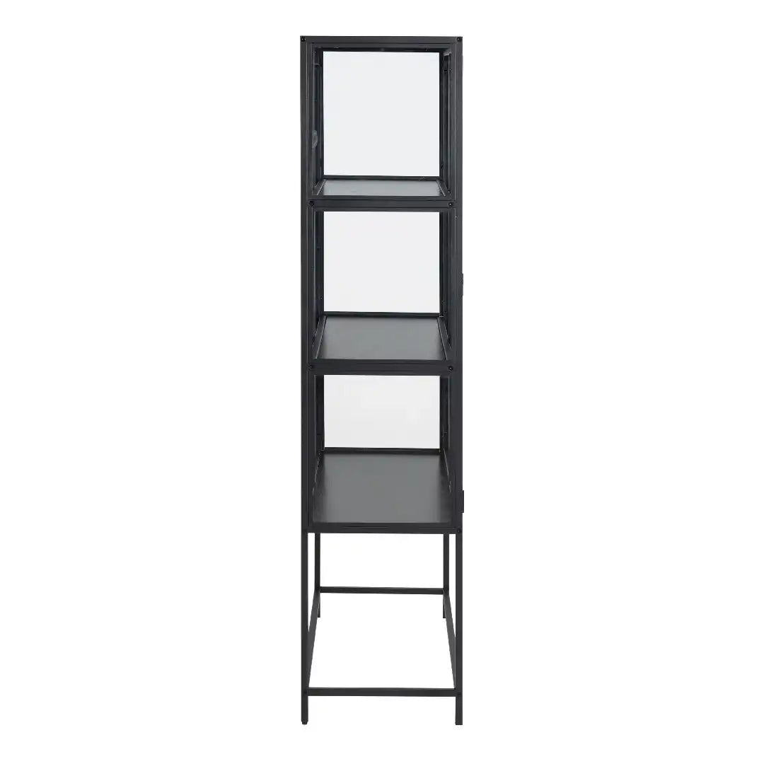 Seaford 2 Glass Door Display Cabinet in Black - Price Crash Furniture