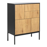 Seaford 3 Door 2 Drawer Sideboard in Black & Oak - Price Crash Furniture