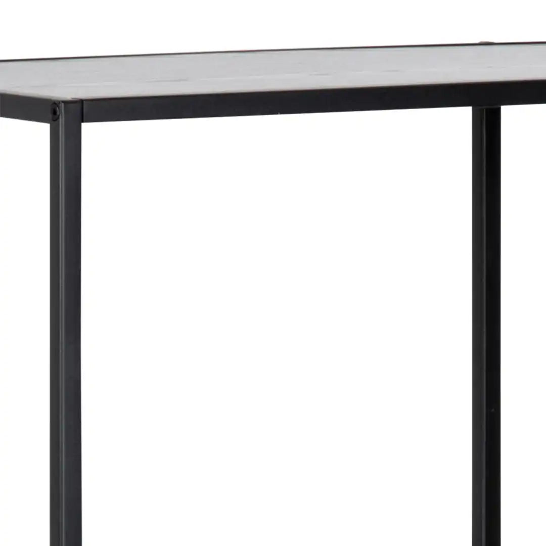 Seaford Black Metal Asymmetrical Bookcase with 3 Black Shelves - Price Crash Furniture