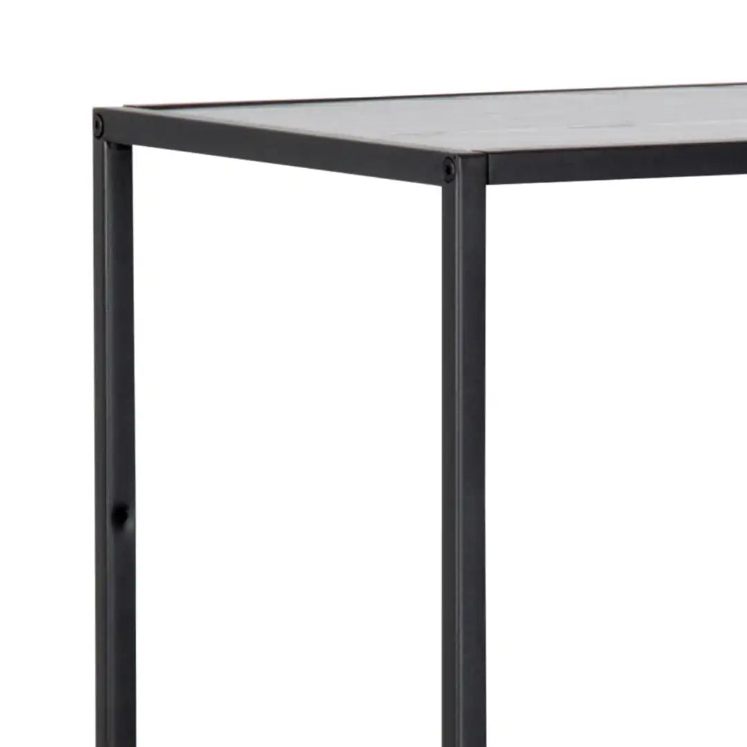 Seaford Black Metal Asymmetrical Bookcase with 3 Black Shelves - Price Crash Furniture