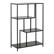 Seaford Black Metal Asymmetrical Bookcase with 3 Black Shelves - Price Crash Furniture