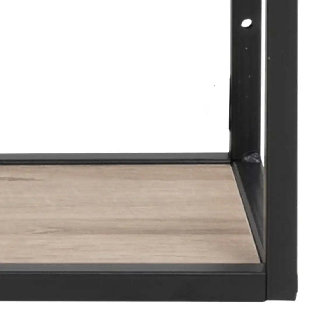 Seaford Black Metal Wall Shelf with 3 Additional Sonoma Oak Shelves - Price Crash Furniture