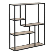 Seaford Black Metal Wall Shelf with 3 Additional Sonoma Oak Shelves - Price Crash Furniture