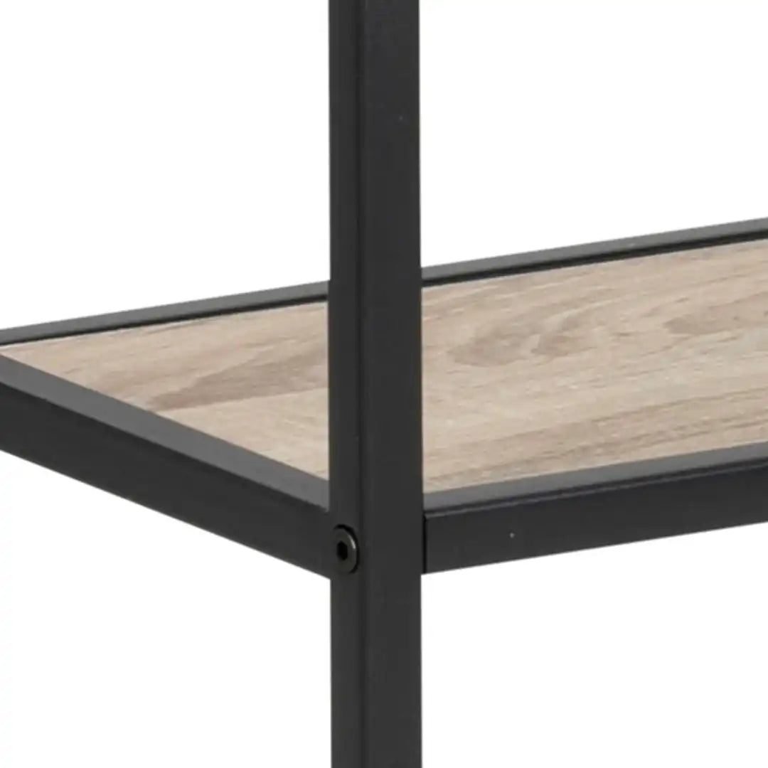 Seaford Black Metal Wall Shelf with 3 Additional Sonoma Oak Shelves - Price Crash Furniture