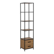 Seaford Bookcase with 2 Drawers and 3 Shelves in Black & Oak - Price Crash Furniture