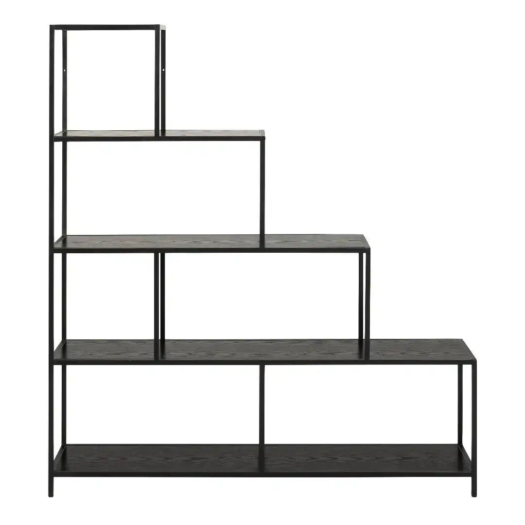 Seaford Bookcase with 4 Shelves in Black - Price Crash Furniture