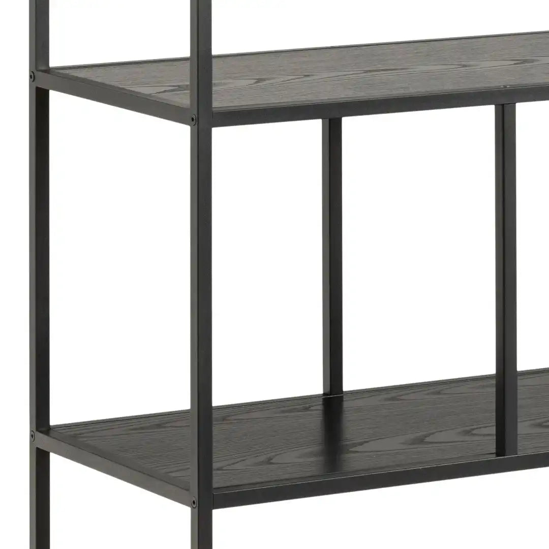 Seaford Bookcase with 4 Shelves in Black - Price Crash Furniture