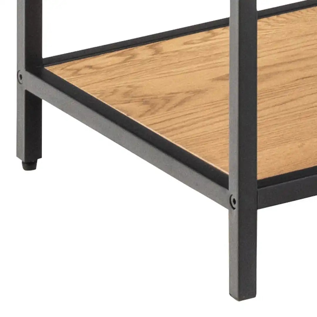 Seaford Bookcase with 7 Shelves and Glass Front Display in Black and Oak - Price Crash Furniture