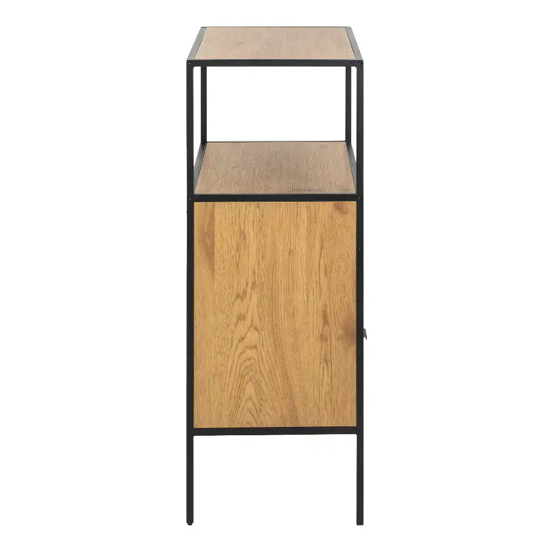 Seaford Cabinet in Black and Oak - Price Crash Furniture