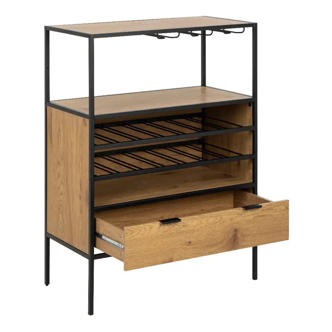 Seaford Cabinet in Black and Oak - Price Crash Furniture