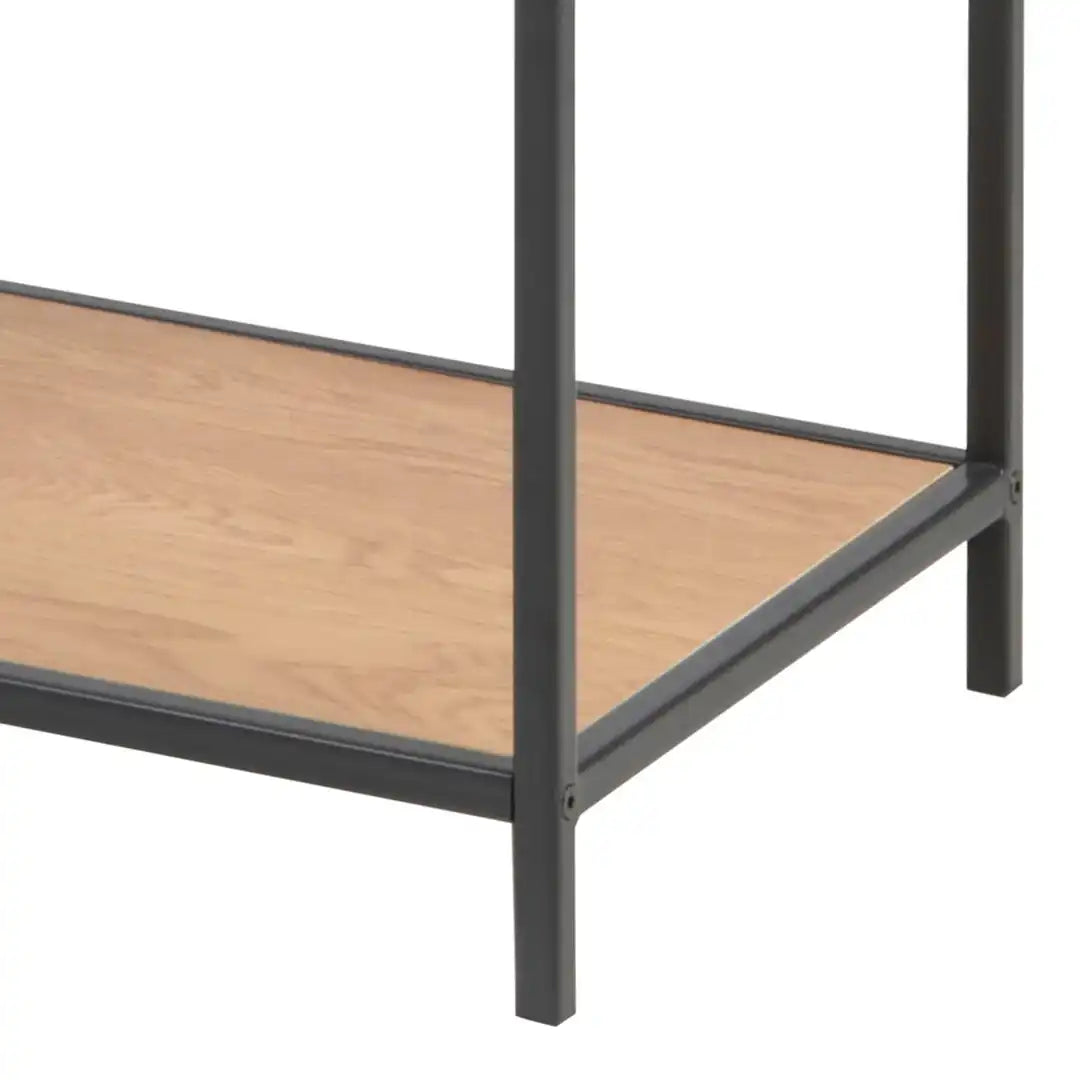 Seaford Black Metal Asymmetrical Bookcase with 3 Oak Shelves - Price Crash Furniture