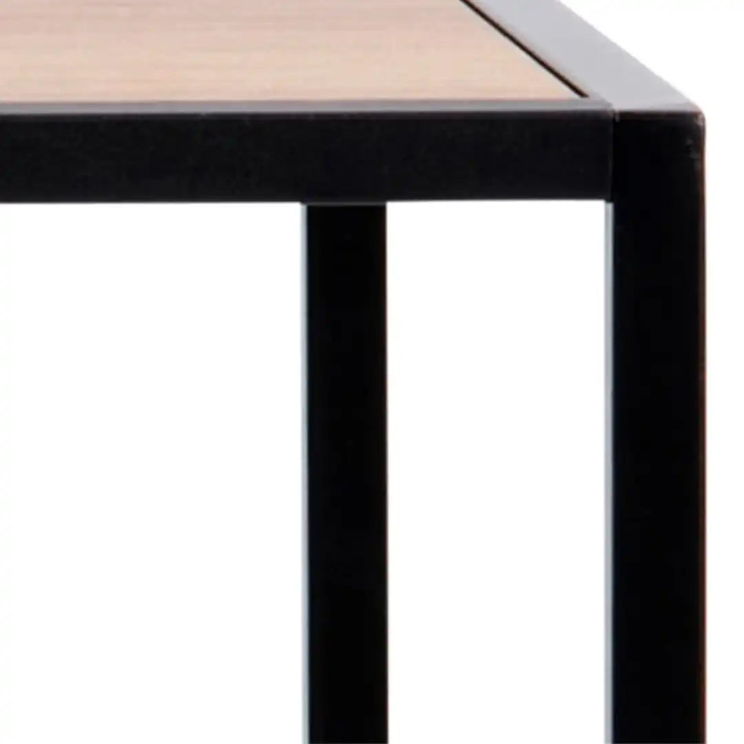 Seaford Black Metal Bar Table with Oak Top - Price Crash Furniture