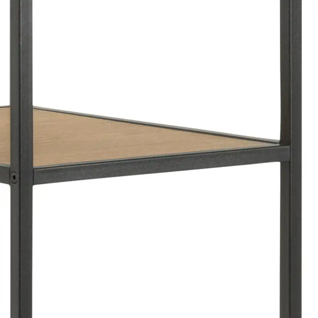 Seaford Black Metal Clothes Rack with 5 Oak Shelves - Price Crash Furniture