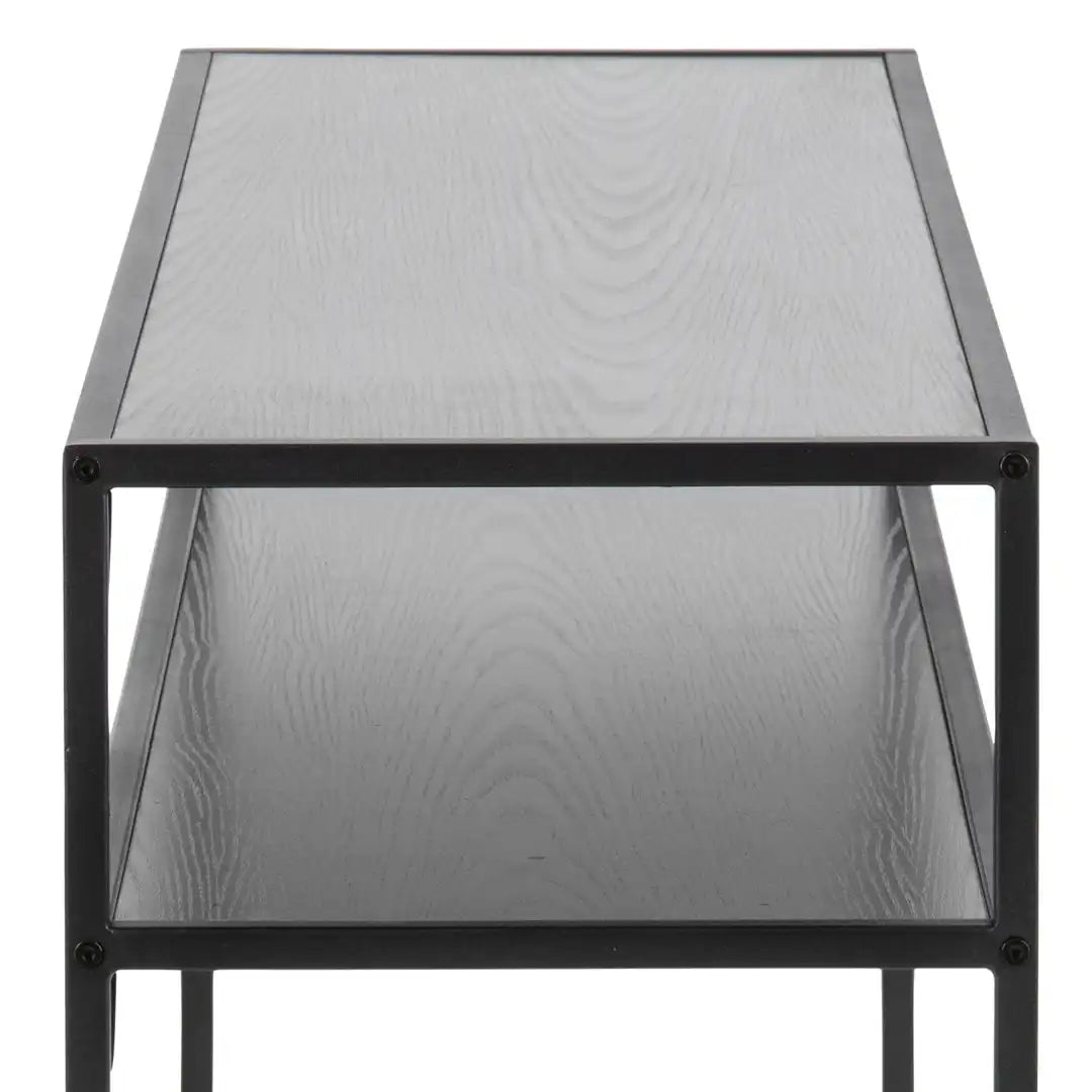 Seaford Black Metal Console Table with Black Top - Price Crash Furniture