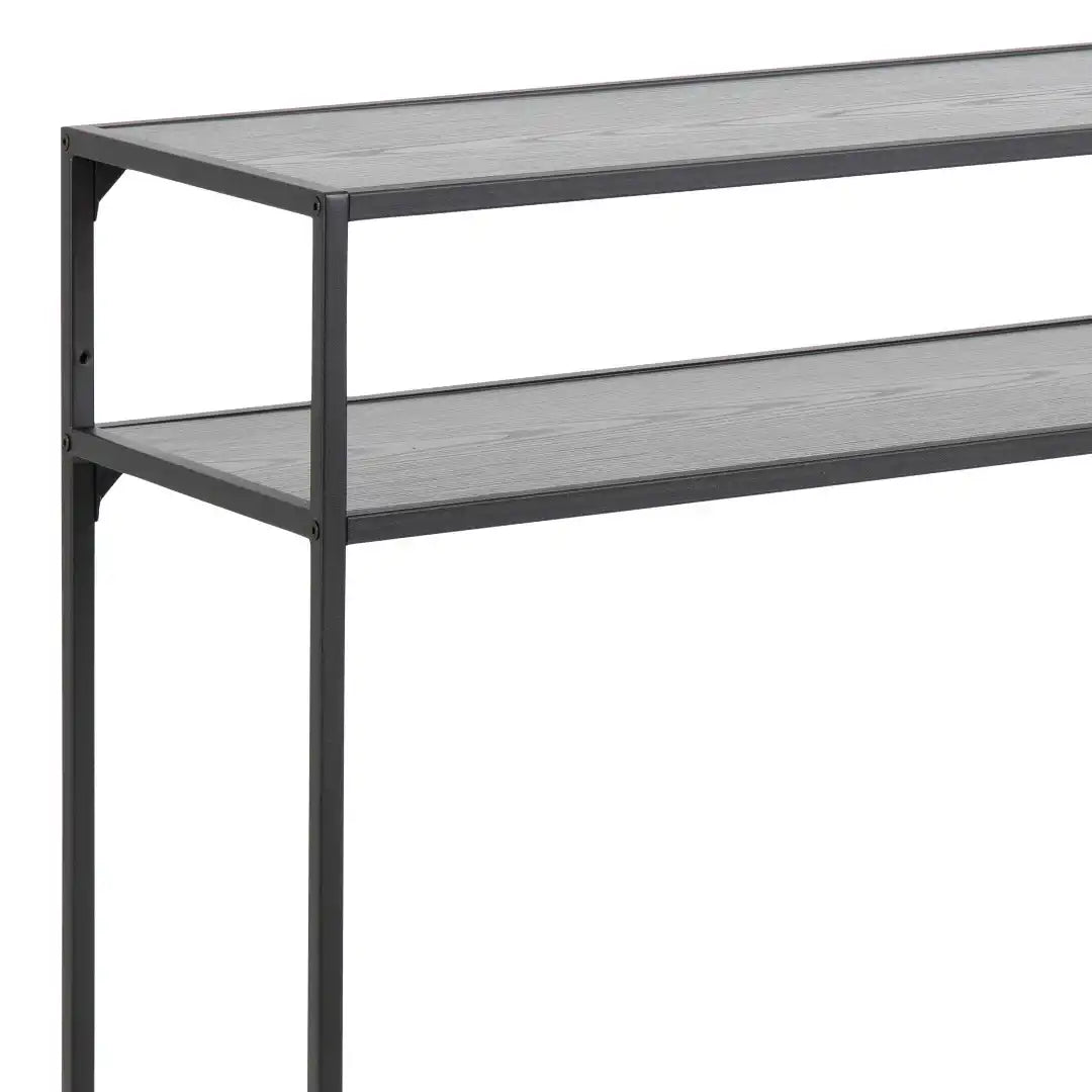 Seaford Black Metal Console Table with Black Top - Price Crash Furniture