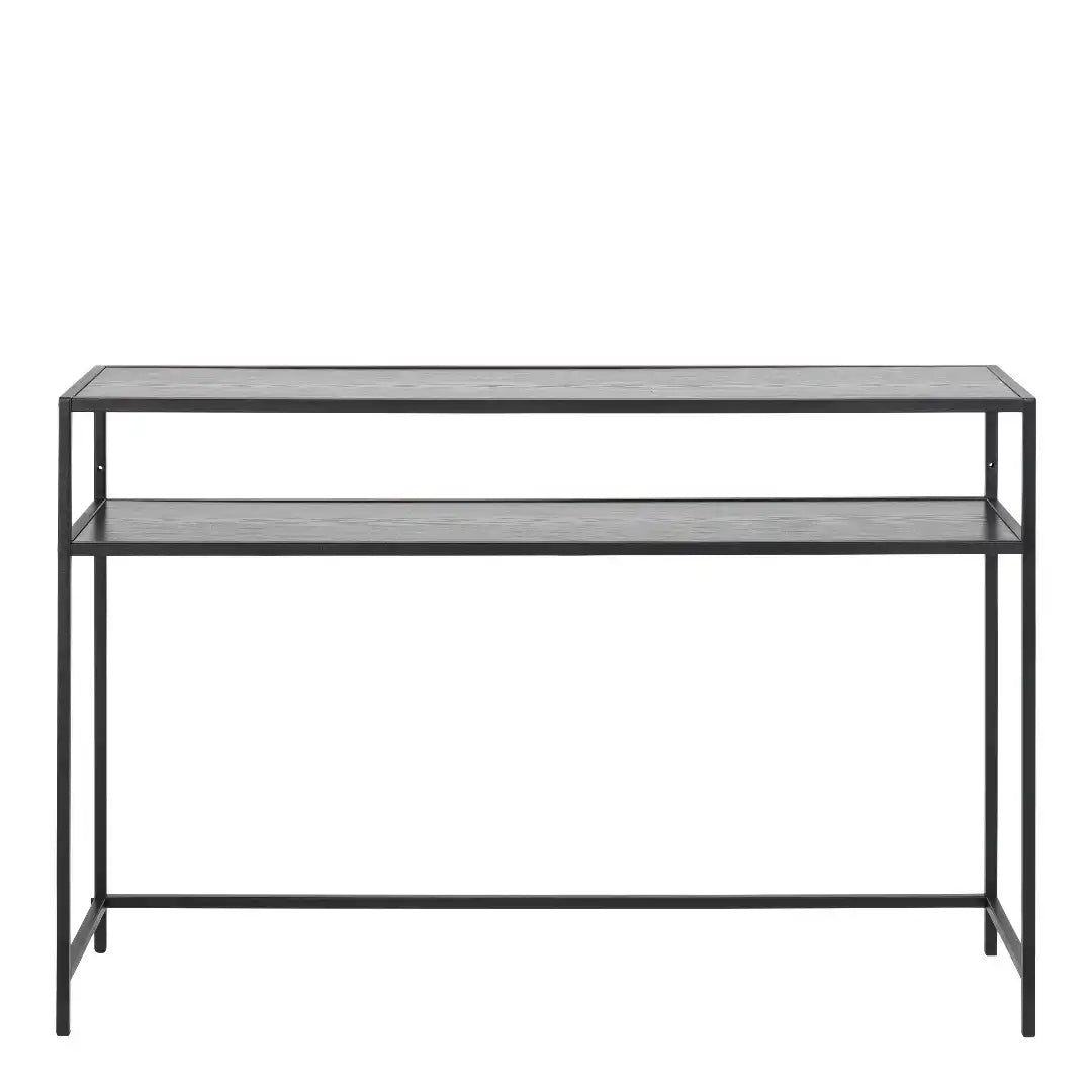 Seaford Black Metal Console Table with Black Top - Price Crash Furniture