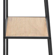 Seaford Black Metal Ladder Bookcase with 5 Oak Shelves - Price Crash Furniture