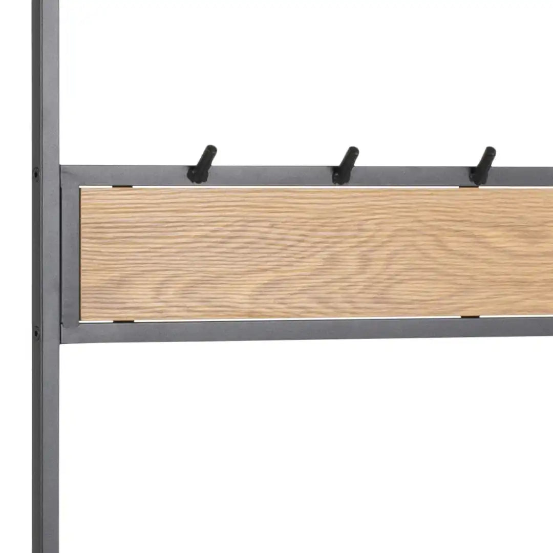 Seaford Clothes Rack with 3 Shelves in Black and Oak - Price Crash Furniture