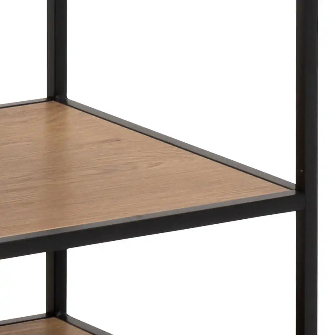 Seaford Clothes Rack with 4 Shelves in Black and Oak - Price Crash Furniture